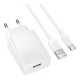 Мережевий Зарядний Пристрій Borofone BAS72A 1USB QC3.0 18W+USB to Type-C Білий