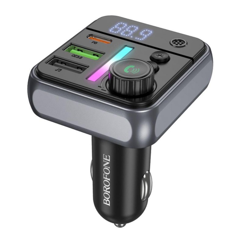 FM-трансмітер Borofone BC50 PD20W+QC3.018W BT 5.4 Total 38W Колір Чорний