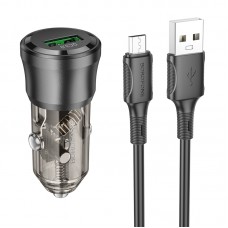 Автомобільний Зарядний Пристрій Borofone BZ23 1USB QC18W+Micro Прозоро-чорний