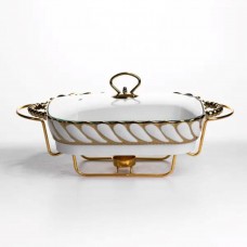 Мармітниця порцелянова Tiffany 1.5 л на металевій підставці з підігрівом 34х26х7 см SG-428-13