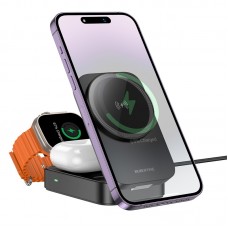 Беспроводное Зарядное Устройство Borofone BQ38 3-in-1 For iWatch Черное