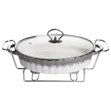 Мармітниця овальна зі скляною кришкою на підставці з підігрівом 35.5х22х14 см MH739-M