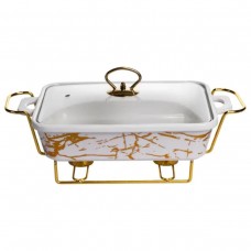 Мармітниця порцелянова прямокутна на металевій підставці 35.5х19х15.5 см LT-3PCS-13