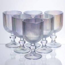 Набір келихів для вина 6 штук по 300 мл ребристих із товстого скла rainbow HP-19-234