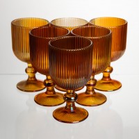 Набір келихів для вина 6 штук 240 мл на ніжці скляні Бурштиновий Yiwu HP-19-209
