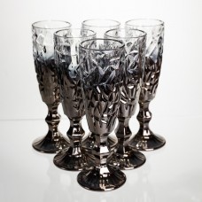 Набір келихів для шампанського 6 штук 160 мл подарункові келихи для шампанського на ніжці фужери для ігристих вин Сірий HP-19-180