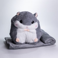 М'яка іграшка-подушка з пледом Хом'як 110×160 (см) плюшевий дитячий плед 3в1 Сірий 7090G