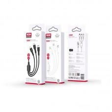 Кабель XO NB230 Rock Series 2.4A 3in1 М'ята упаковка Чорний