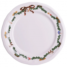 Тарілка новорічна 26 см порцелянова з різдвяним віночком YY78-11A-1