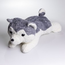 М'яка іграшка-плед, подушка 3 в 1 Хаскі плед в іграшці 50×30×26 (см) Сірий 7124G