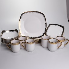 Столовий набір посуду тарілок і чашок 24 предмети на 6 персон «Геометрія» порцеляновий SD-24-1