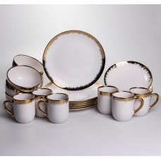 Столовий набір посуду тарілок і чашок 24 предмети на 6 персон «Смарагд» порцеляновий MD-16