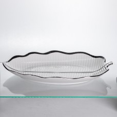 Порцелянова менажниця «Листок» з чорним обідком 2 секції 35,5 см ML6046