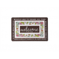 Придверний килимок 60х40 см Welcome з квітковим принтом Коричневий HP-47-1BR