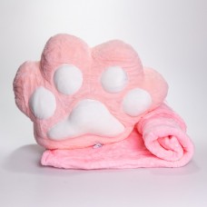 М'яка іграшка-подушка з пледом і муфтою Лапка 40×40×25 (см) іграшка плед 3 в 1 дитячий плюшевий плед Рожевий 520-18P