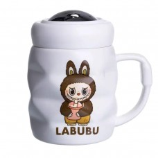 Чашка порцелянова з кришкою Labubu 400 (мл) Білий з темно-коричневим FM-54C