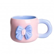 Кубок порцелянова з магнітом Бант 400 (мл) подарункова кружка прикольна чашка для дітей на подарунок Рожевий з блакитним FM-52C