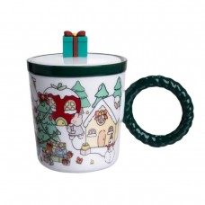 Чашка порцелянова з кришкою Подарунок 400 (мл) Зелений Yiwu FM-CS-36C