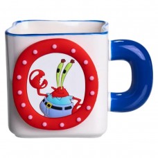 Порцелянова чашка "Містер Крабс" з магнітним декором 500 мл, Кружка дитяча чашка із порцеляни на подарунок FM-12BL
