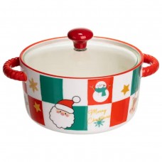 Супниця порцелянова Christmas новорічна 800 (мл) з кришкою Yiwu FM-CS-9C