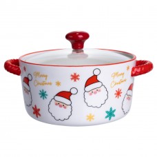Супниця порцелянова Santa новорічна 800 (мл) з кришкою Yiwu FM-CS-9A