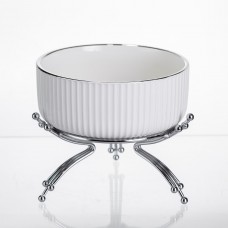 Салатник порцеляновий на металевій підставці Ø16 (см) Срібло LB-1568S