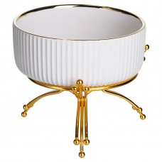 Салатник порцеляновий на металевій підставці Ø16 (см) тарілка для салату салатниця Золото LB-1568G