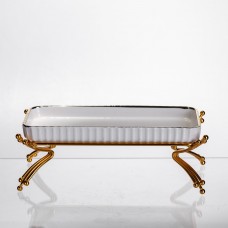 Порцелянове блюдо для сервірування на металевій підставці 37×18×5 (см) блюдо для подачі закусок LB-1566G