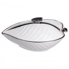 Супниця 800 (мл) порцелянова 32×21×16 (см) з кришкою Білий з сріблом XL-4054AS