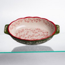 Форма для запікання Vintage 25×15×5 (см) овальна з ручками Зелена HM05-01