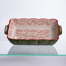 Форма для випікання Vintage 28×17×5 (см) прямокутна форма для випікання в духовці з ручками Зеленая HM05-10