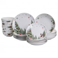 Столовий набір посуду тарілок 24 предмети на 6 персон Christmas Tree порцеляновий SG-24