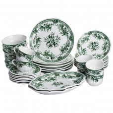 Столовий набір посуду 32 предмети на 6 осіб Vintage Elegant порцеляновий Зелений YY78-7A