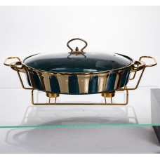 Марміт порцеляновий настільний овальний 2 літри мармітниця з підігрівом JY-7