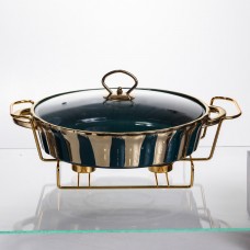 Марміт порцеляновий настільний овальний 1,5 літра мармітниця з підігрівом JY-6