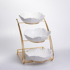 Фруктовниця на 3 яруси фуршетна 36×22×33 (см) Біла з золотом C252