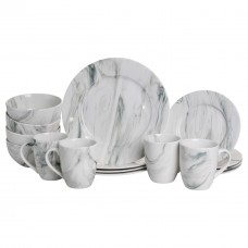 Столовий набір посуду тарілок і чашок 16 предметів на 4 персони Marmor порцеляновий, обідній столовий сервіз тарілок MD-16-2G