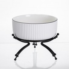 Салатник порцеляновий на металевій підставці Ø16 (см) тарілка для салату салатниця Чорний LB-1568B