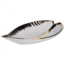 Порцелянове блюдо для сервірування столу у формі листа 45×24×5,5 (см) Золото WH047
