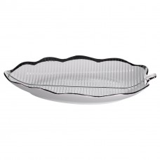 Порцелянове блюдо для сервірування столу у формі листа 31×20×3 (см) Срібло ML6047