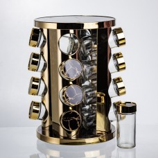 Карусель для спецій 16 баночок по 100 мл чорний мармур HP-1370