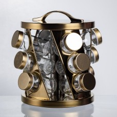 Карусель для спецій 12 баночок по 100 мл, золото HP-1369