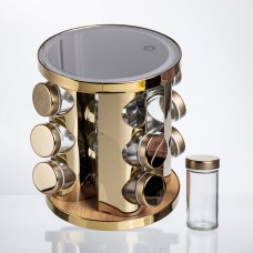 Набір баночок для спецій 12 шт. по 100 мл на підставці з дзеркалом та LED-підсвіткою HP-1358