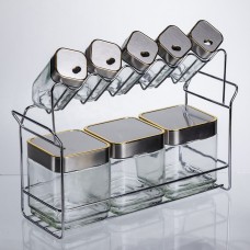 Набір ємностей для зберігання 8 штук по 100/700 мл на металевій підставці HP-1347