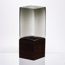 Скляна декоративна ваза квадратна, стильна ваза скло з деревом для квітів прозора HP-32-8