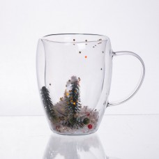 Чашка скляна з подвійними стінками і новорічним декором 350 мл 64486-40