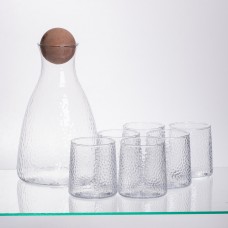 Набір для напоїв графин з бамбуковою кришкою та 6 склянок, прозорий 64486-37