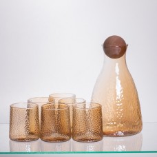 Набір для напоїв графин з бамбуковою кришкою та 6 склянок, коричневий 64486-36