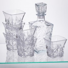 Набір для напоїв графин та 6 склянок для напоїв із товстого скла прозорий 64486-26