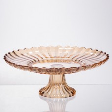 Фруктовниця скляна на ніжці Ø29 (см) кругла ваза цукерниця для фруктів Коричневий 64486-19